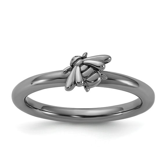 Auriga Fine Jewelry 925 Sterling Silver Black Rhodium Bee Ring for Women Size 10