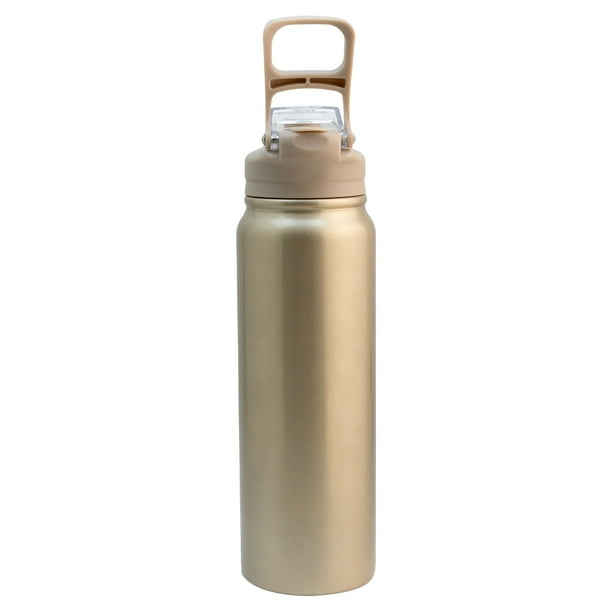 Termo de Acero Inoxidable Nuvó con Acabado Brillante Distintos Colores, Termo con Doble Tapa y Agarradera, Capacidad 1L, Color Dorado
