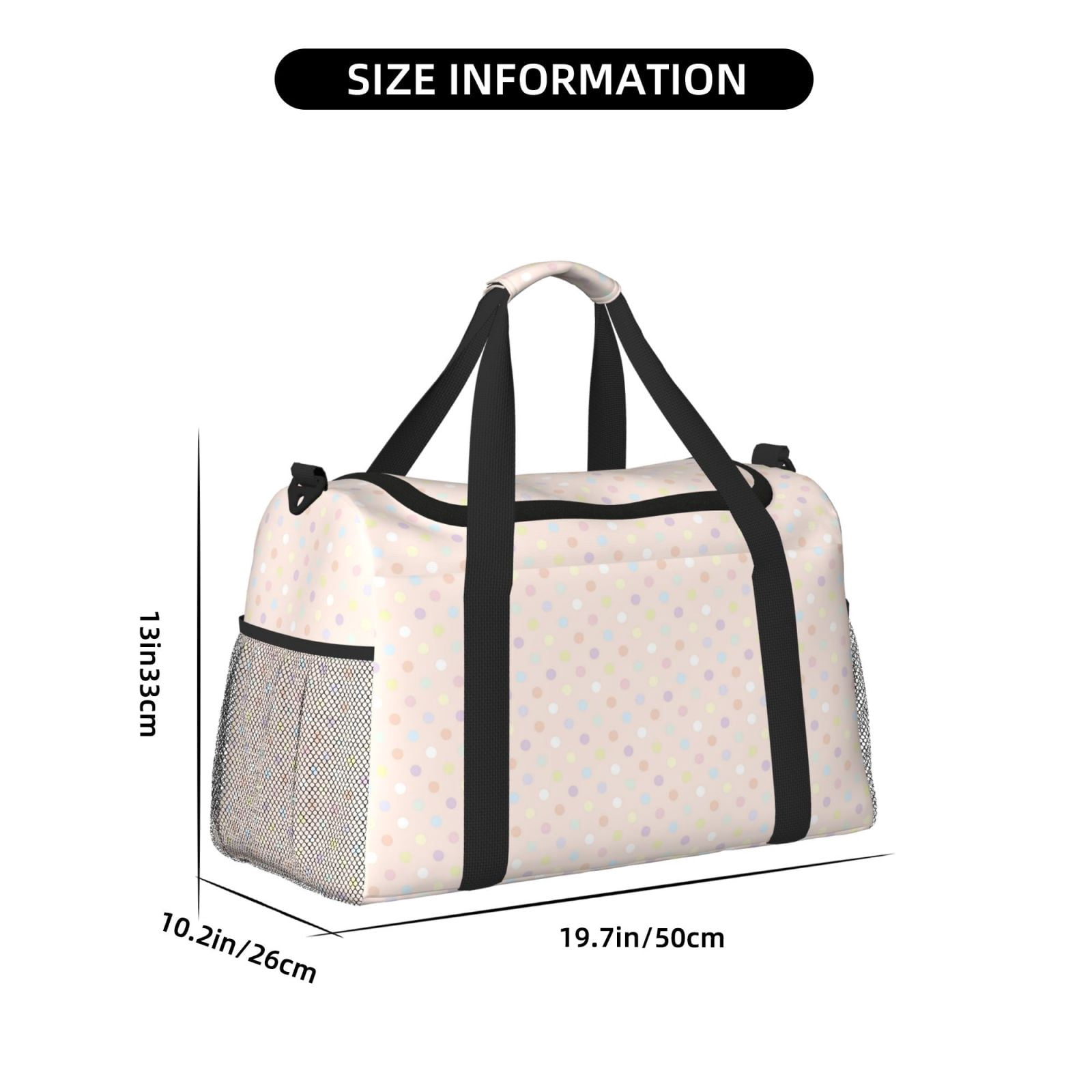 Fuzoiu Colorful Dots Print Travel Duffle Bag,Carry On Tote Bags,Duffel Bag,Sport Gym Bag, Hospital Bag for Labor and Delivery, Overnight Bag,Luggage Bag