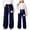 Dark Blue, variant on Girls' Lightweight Straight Wide Leg Pants with Pockets Stars Print Minimalist Casual Trendy Cargo Sweatpants - Sports Outdoor Back to School (Spring & Fall)