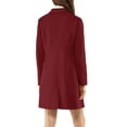 thumbnail image 4 of Unique Bargains Women's Notched Lapel Single Breasted Outwear Long Coat L Burgundy, 4 of 8