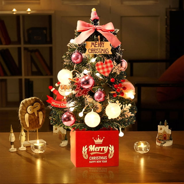 zanvin Christmas Decorations ,Tabletop Christmas Tree Mini Artificial Christmas Tree With LED String Lights, Tabletop Small Xmas Tree For Holiday Indoor DIY Christmas Decoration