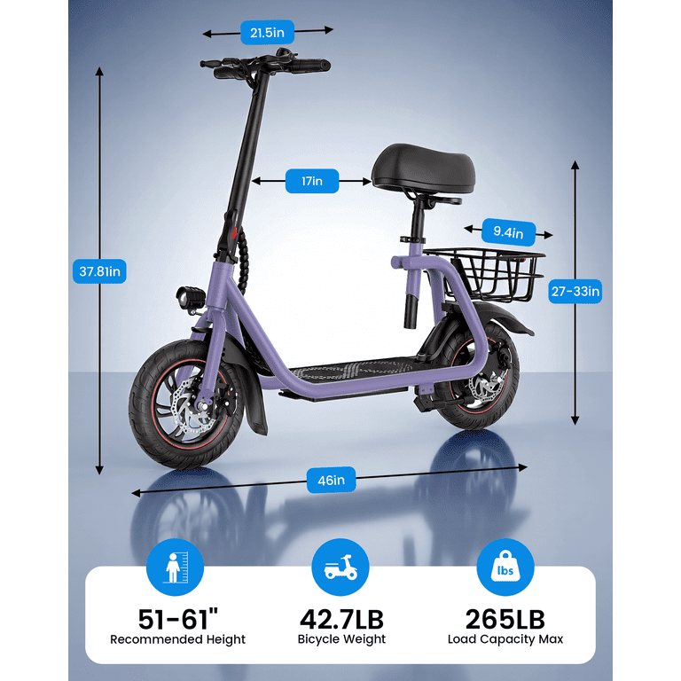 MIHOVER 450W Electric Scooter with Seat, Commuter Electric Scooter