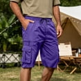 thumbnail image 2 of Resicozy Mens Cargo Shorts Lightweight Elastic Waist Knee Length Bermuda Shorts with Pockets Summer Short Cargo Pants Dark Purple 3XL, 2 of 7