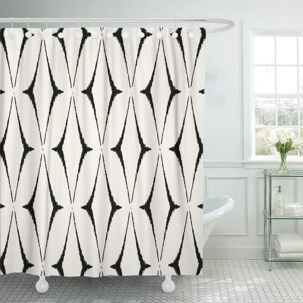 SUTTOM Pattern Modern Black and White Ikat Bold Contemporary Shower
