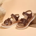 thumbnail image 4 of Yyuenw Women’s Open Toe Multi Band Wedge Sandals Lightweight PU Casual Outdoor Holiday Shoes, 4 of 9