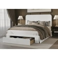thumbnail image 2 of Home Design Freya Queen Upholstered Storage Panel Bed Frame with Foam-Cushioned Headboard and Footboard Drawer, White, Easy Assembly, 2 of 5