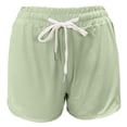 thumbnail image 4 of SWSMCLT Women's Yoga Shorts Workout Stretch Activewear Lightweight Summer Athletic Gym Elastic Band Casual Mid Waisted Drawstring Ladies Female Short Light Green X-Large, 4 of 5