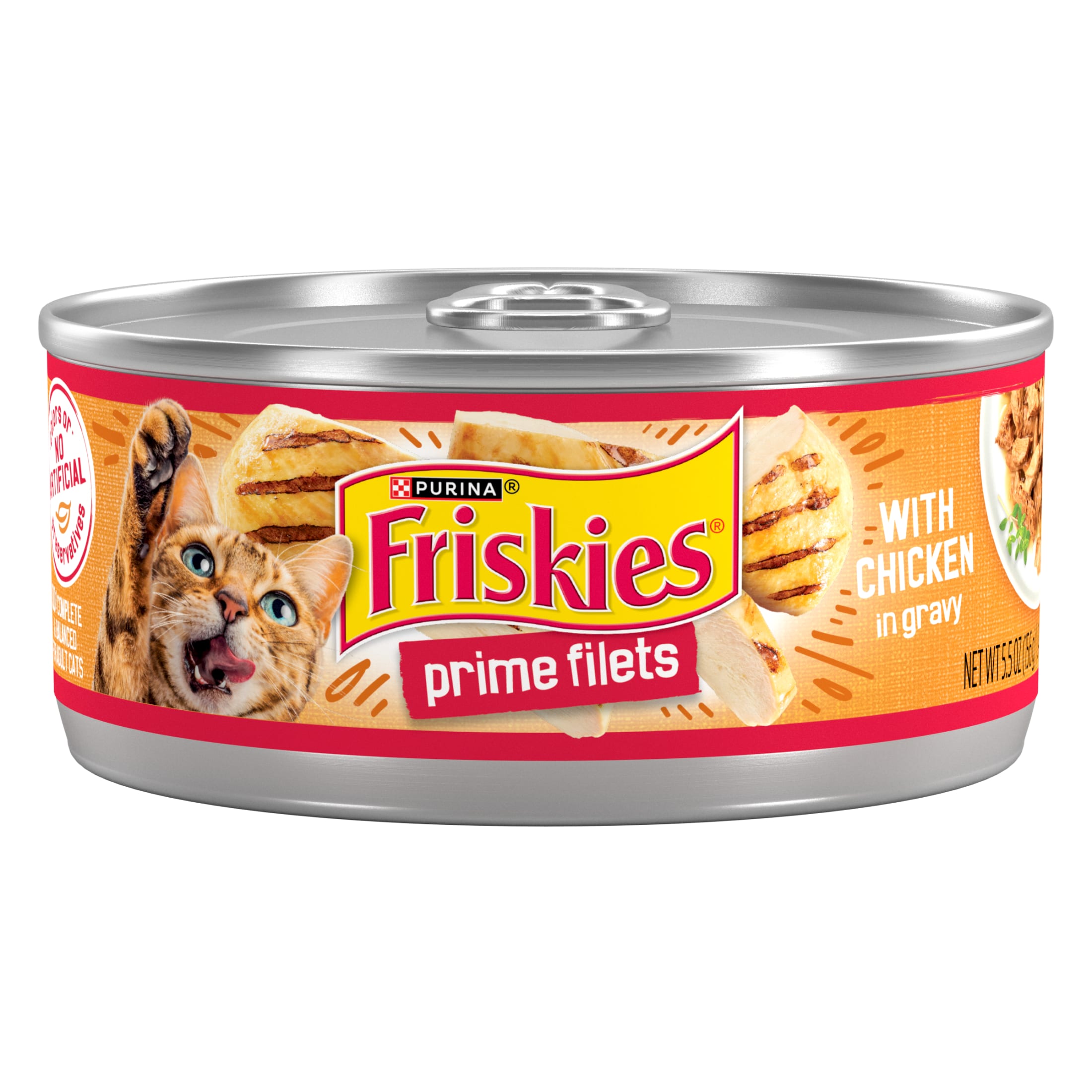 Purina Friskies Prime Filet, Chicken in Gravy, Wet Cat Food, 5.5 oz Can