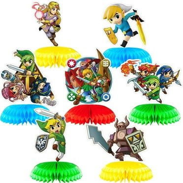 7Pcs The Legend of Zelda Anime Theme 3D Double Side Honeycomb Centerpieces Table Toppers,Cartoon Birthday Party Decorations Supplies for kids.