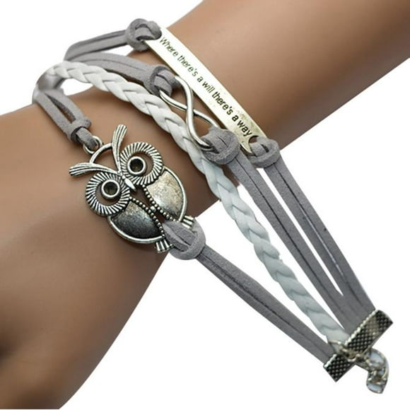 jovati Owl Handmade Leather Braid Fashion Bracelet