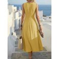 thumbnail image 2 of Womens Sleeveless Yellow Criss-Cross Waist Casual Maxi Dress, Elegant, 2 of 4