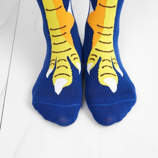 Calcetines Patrón de patas de pollo divertido - Accesorios de cosplay de animales (Costura L) Azul Sywqhk Para Estrenar