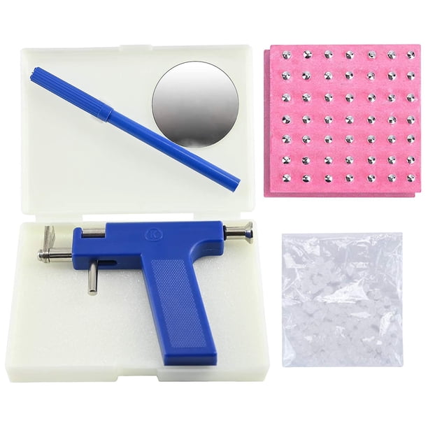 Kit de perforación de orejas, kit de herramientas de perforación de cuerpo de pistola de perforación de ombligo de nariz de acero inoxidable profesional con 98 piezas de pernos de oreja. Afortunado Sencillez