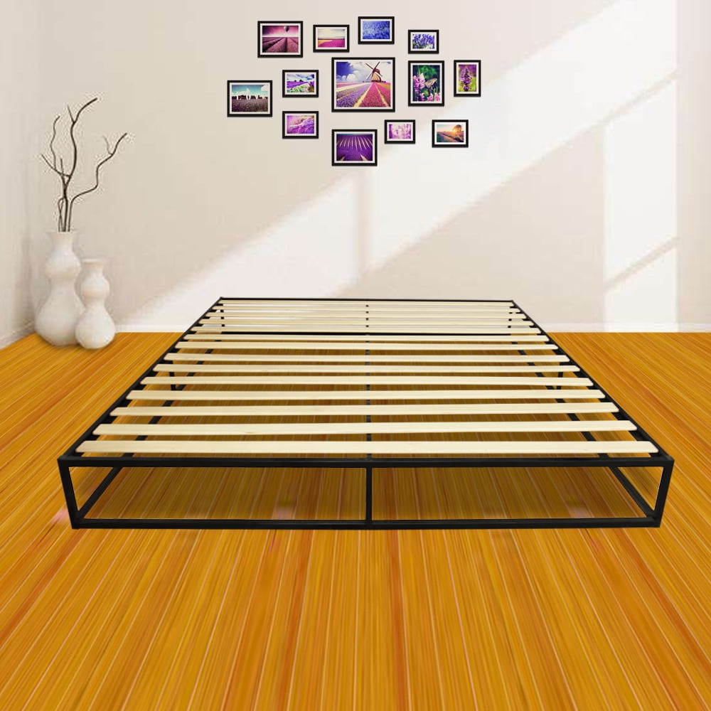 Kepooman Basics Metal Bed Frame, Tall HeavyDuty Steel Slats, King Size