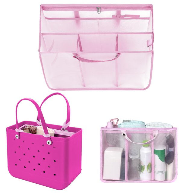 Insertos organizadores para bolsa de playa XYFuuee para Bogg Bag mediana rosa