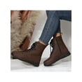 thumbnail image 5 of Frontwalk Womens Booties Side Zip Ankle Boots Lace Up Combat Boot Walking Non Slip Shoes Women Casual Dark Brown 5.5, 5 of 7