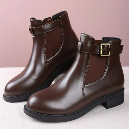 

Brown Buckle Decor Ankle Boots Women‘s Chelsea Boots