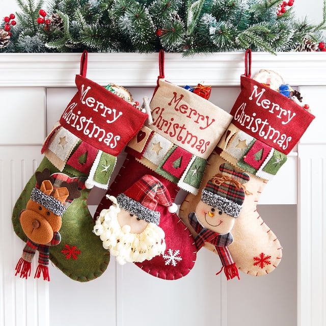 Medias navideñas grandes de Navidad Papá Noel muñeco de nieve bolsa de regalo decorativa tridimensional bolsa de regalo
