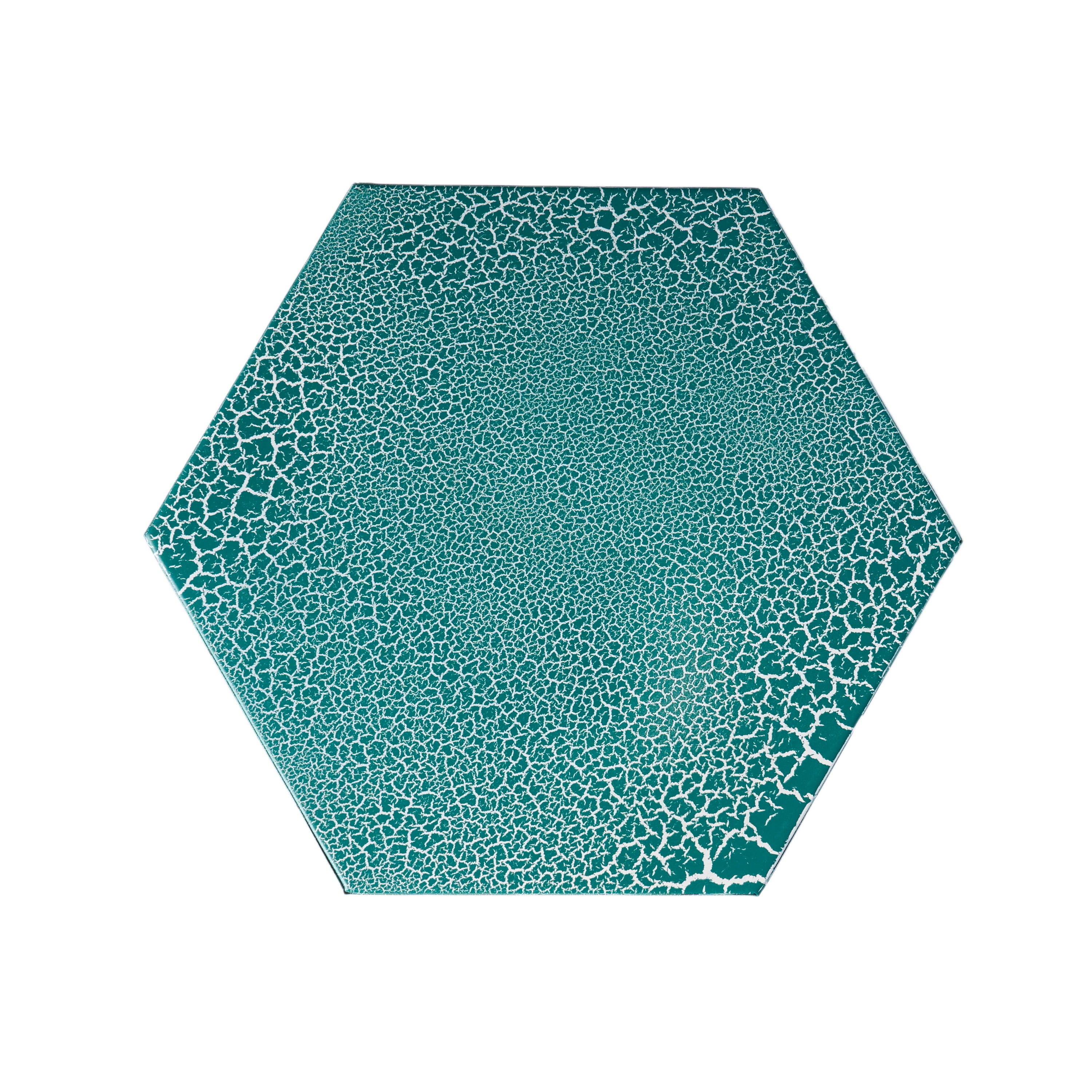 Outdoor Sunburst Hollow Out Side Table 14 Inch, Decor Metal End Table for Patio Garden, Crackle Teal