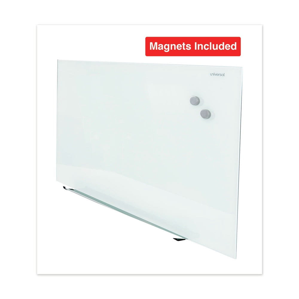 Universal Frameless Magnetic Glass Marker Board, 36" x 24", White -UNV43202