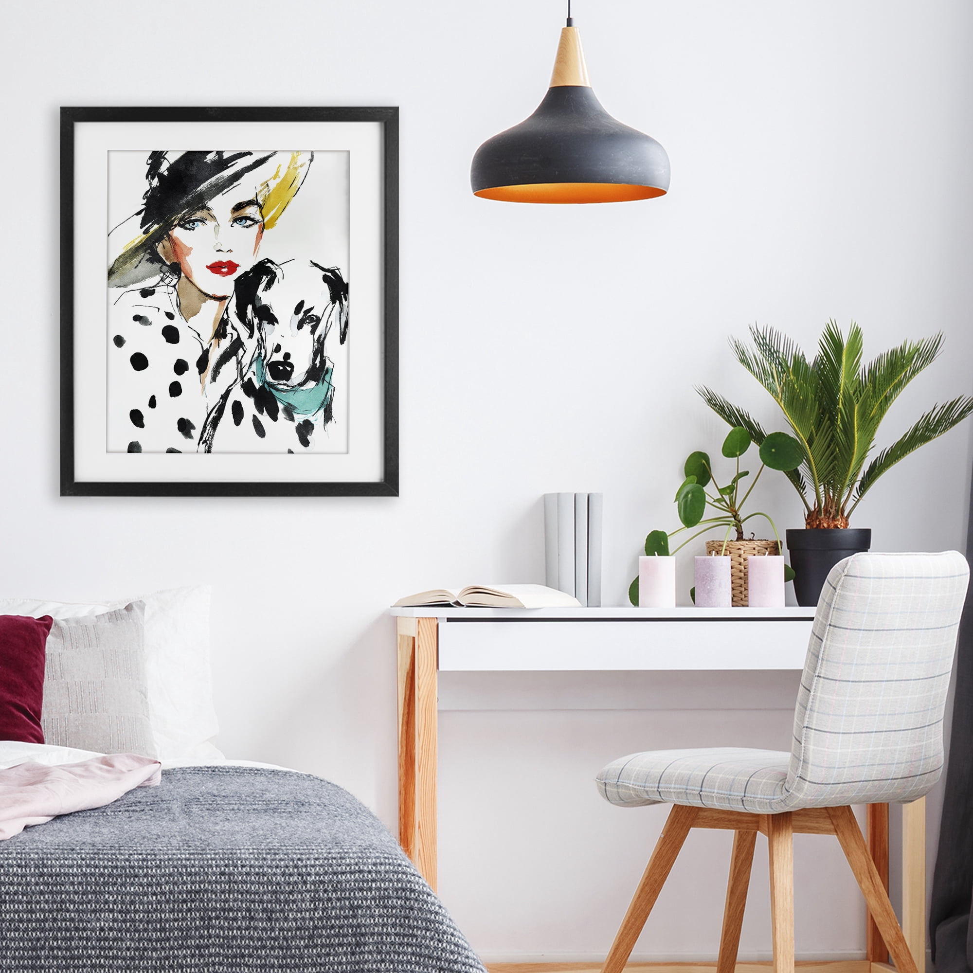 Stupell Industries Trendy Dalmatian Muse Black Framed Print Under Glass, design by Svetlana Aleynikova