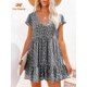 thumbnail image 1 of Women's Dress Spring Summer Commuting Chiffon Buttons Broken Flowers Dresses for Women 2023 V-neck Cheap Casual Women's DressesM Gao Jinjia LED, 1 of 2