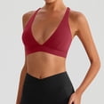 thumbnail image 2 of CFLVAEK Womens Sports Bras Comfy High Support Yoga Workout Bra Padded V Neck Wireless Sports Bra Wine S, 2 of 6