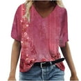 thumbnail image 2 of up to 60% off Gifts Usmixi Womens Tops Plus Size Comfort Breathable Vintage Graphics Tshirts Summer Cute Floral V-Neck Short Sleeve Blouses Red XXXL, 2 of 5