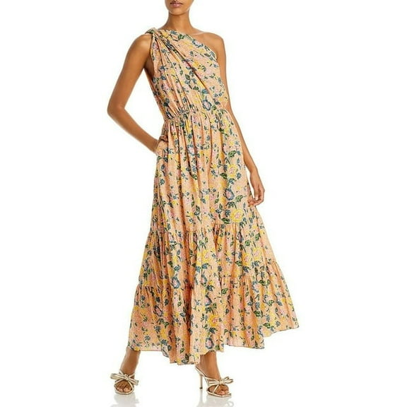 Charina Sarte PEACH FLORAL Women's Botanica Dress, US X-Small