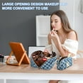 thumbnail image 4 of YOOLIFE Checkered Makeup Bag Initial Cosmetic Bags for Women, Small Travel Toiletry Bag Travel Makeup Bag Skincare Bag, Denim Blue Jean Make up Bag for Women Her Mom Wife Girlfriend Sister, 4 of 7