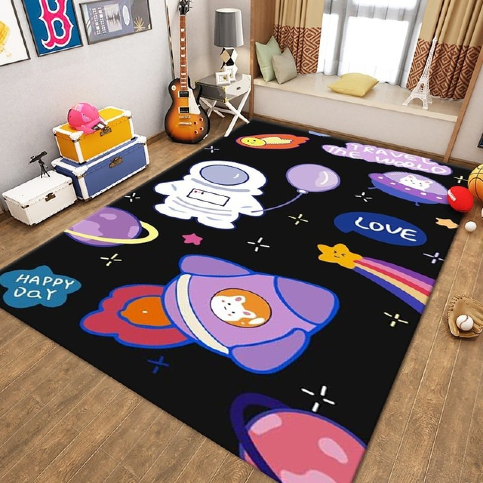 Space Area Rug For Boys Room Universe Outer Space Rugs For Kids Bedroom