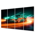 thumbnail image 2 of Designart "Neon Exotic Car in Teal II" Neon Car Metal Art Print Set, 2 of 5