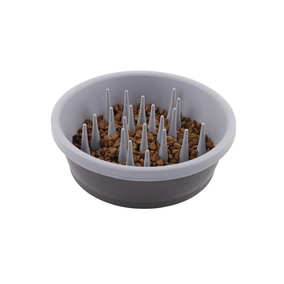 Cuenco para perros Dexas Slow Feeder, 6 tazas, gris, para la salud