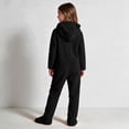 thumbnail image 6 of Kids Hooded Onesie Fleece Footed Jumpsuit with Bear Ears, Full Zip One Piece Cozy Sherpa Loungewear for Boys Girls, Black 10Y, 6 of 8