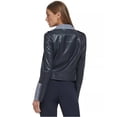 thumbnail image 2 of DKNY Womens Mixed Media Motorcycle Jacket, darkblue, 10, 2 of 2