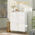 thumbnail image 2 of Demi Bonn 40" Narrow Shoe Storage Cabinet for Entryway with Wave-like Panels and Adjustable Shelves for 12 Pairs of Shoes, White, 2 of 7