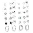 thumbnail image 4 of Juegos de aretes,Conjuntos de aretes para mujeres con múltiples perforaciones para niñas,Pendientes de aro con forma de botón,aretes con parte trasera plana,Pendientes apilados de acero Plata, 4 of 8