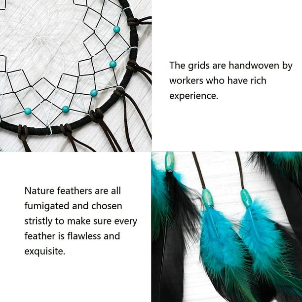 Handmade Dream Catcher with Natural Feathers - Bohemian Decor - 10 cm  diameter