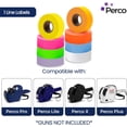 thumbnail image 2 of Perco 1 Line Multicolored Sleeve— 8,000 Labels for Perco Lite, X, Plus & Pro Guns—Includes White, Yellow, Blue, Lavender & Fluorescent Colors (Red, Green, Pink, Orange)— 8 Rolls, 1 Sleeve—Made in USA, 2 of 7