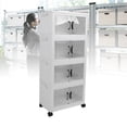 thumbnail image 4 of Stackable Storage Bins, Plastic Foldable Storage Cabinet with Lid and Wheels, Closet Organizers and Storage, Storage Box Container Cart for Home Office, 4 of 7