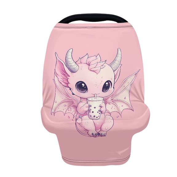 Renewold Dragon Bubble Tea Pink Stretchy Baby Car Seat Covers Carseat Canopy, Baby Breastfeeding Stroller High Chair Shopping Cart Cover
