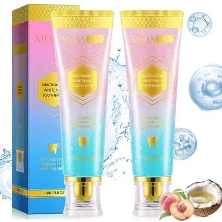 2 Pack Teeth Whitening Toothpaste, Niacinamide Toothpaste, Fresh Breath, 3.8 OZ