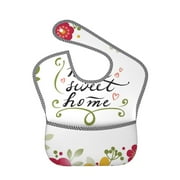 Bingfone Mess-Proof Baby Bib - Waterproof Bib For Baby Boy Or Girl With Food Catcher Pocket, Unisex-Home Sweet Home Floral
