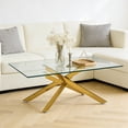 thumbnail image 1 of Noble House 39.37" Rectangular Clear Tempered Glass Coffee Table,Gold, 1 of 10