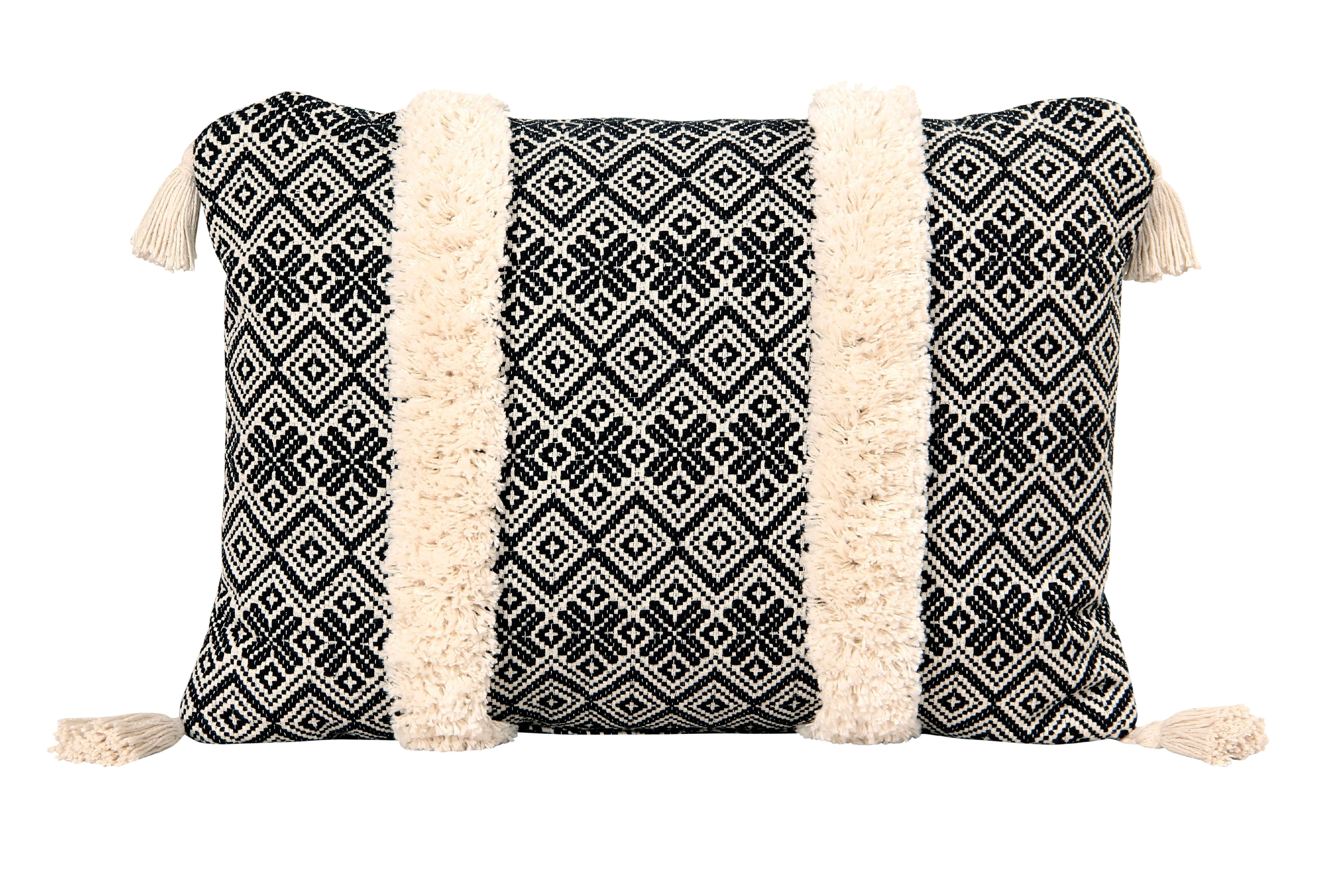 Black - Set of 2 Jacquard Cotton Pillow Covers 15