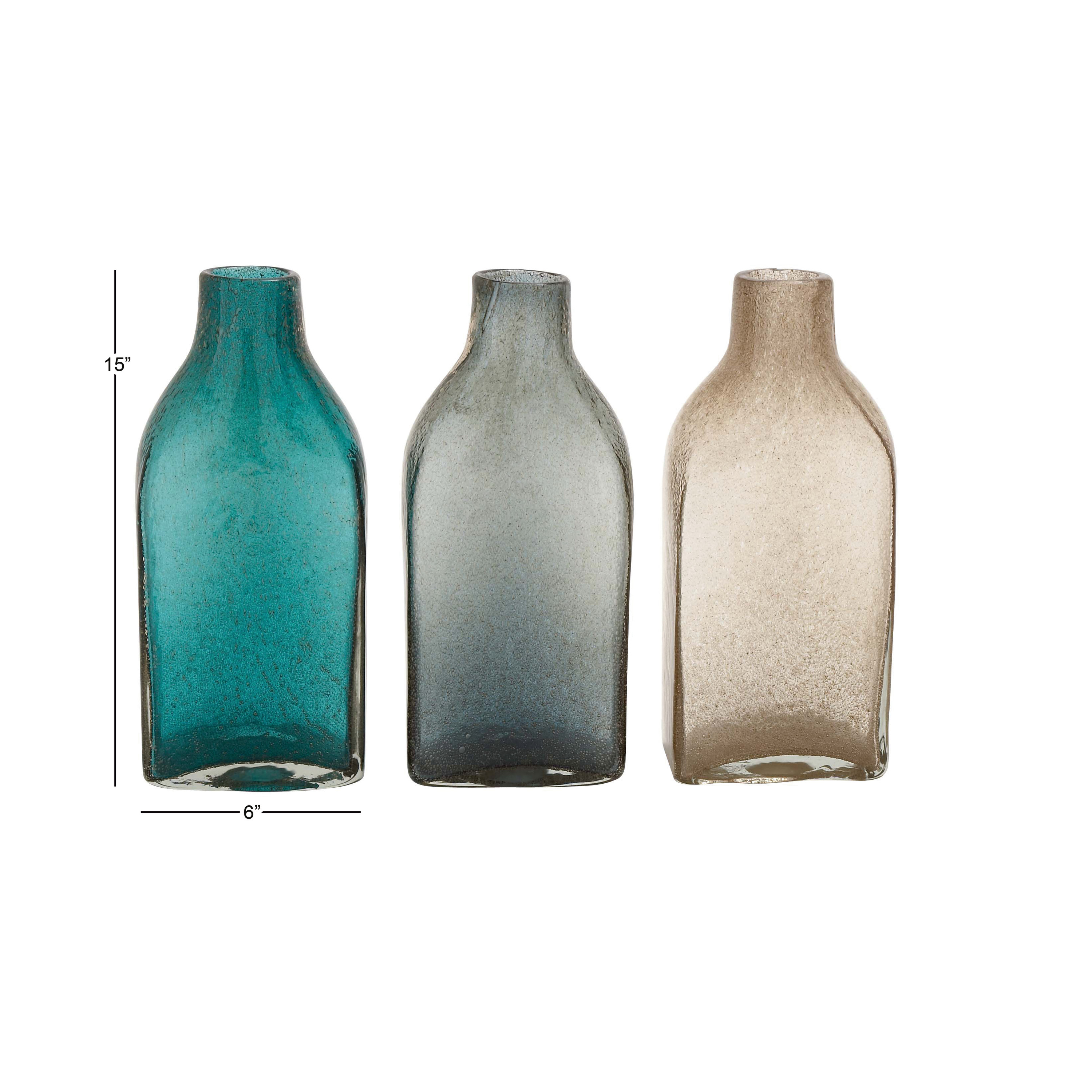 CosmoLiving by Cosmopolitan 7"W, 15"H Multi Colored Glass Vase, Set of 3