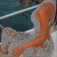thumbnail image 3 of Sequin Jumpsuit Overalls For Women Long Sleeve Sparkly Bodycon Slim Rompers, 3 of 5