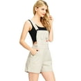 thumbnail image 2 of Revolt Women's Juniors Classic Twill Short Overalls (New Khaki, Large), 2 of 4