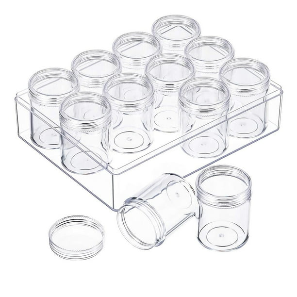 1 Set 12 Pieces Plastic Bead Small Round Boxes Organizer Tightness  Convenient Portable Widely Used Smooth Surface Containers for DIY Small  Items 
